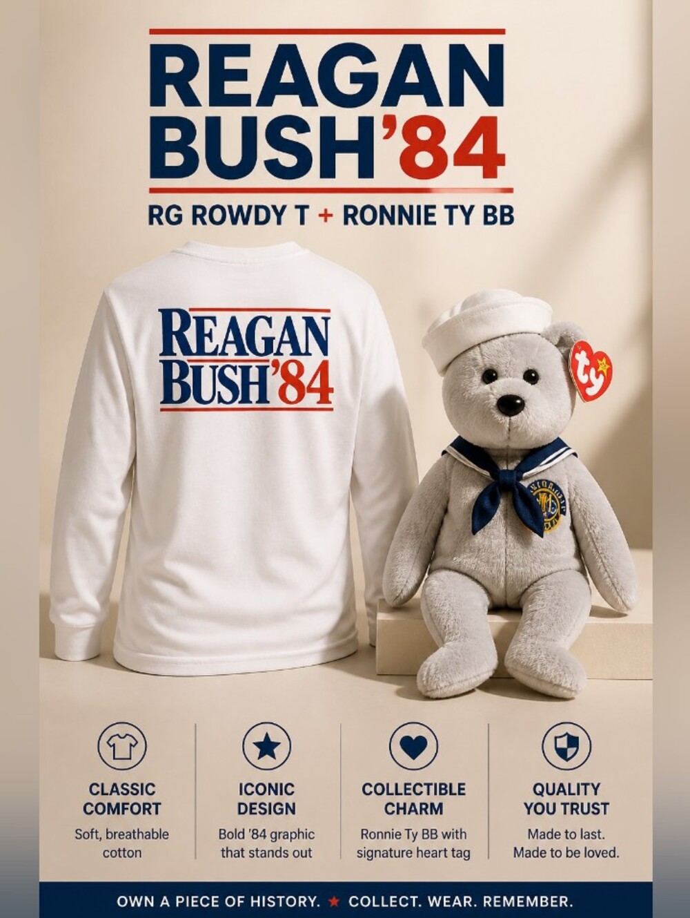 𝐑𝐄𝐀𝐆𝐀𝐍 𝐁𝐔𝐒𝐇 '𝟖𝟒 𝐑𝐆 𝐑𝐨𝐰𝐝𝐲 𝐓 + 𝐑𝐨𝐧𝐧𝐢𝐞 𝐓𝐘 𝐁𝐁